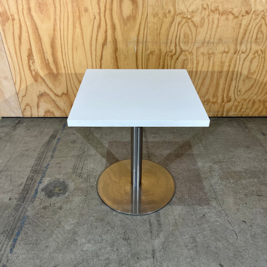 White Square Cafe Table on Chrome Base