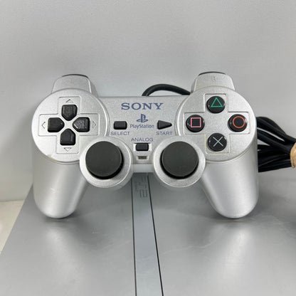 Sony PlayStation 2 Silver Slim with a Silver DualShock Controller 2 Only