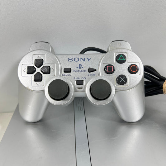Sony PlayStation 2 Silver Slim with a Silver DualShock Controller 2 Only