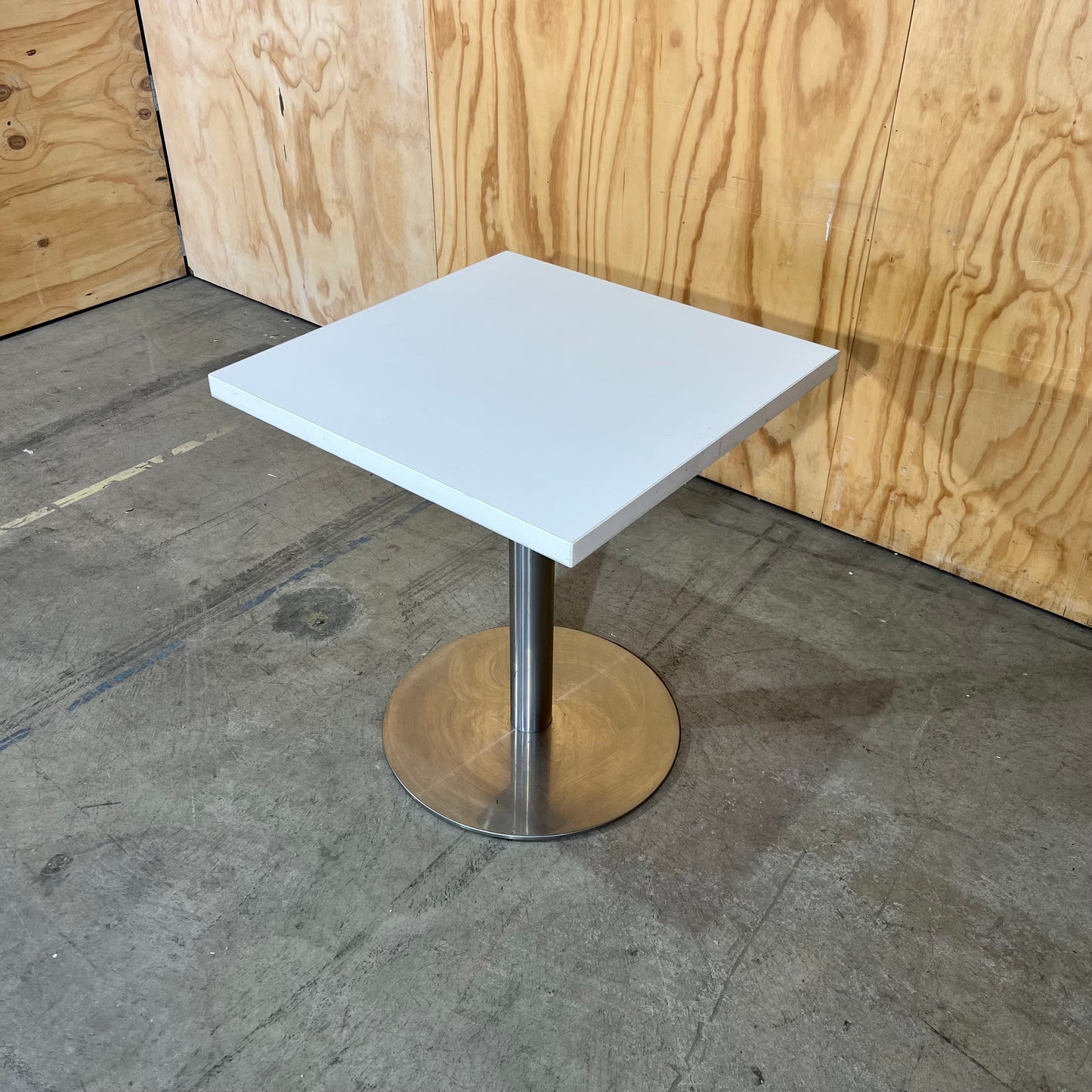 White Square Cafe Table on Chrome Base