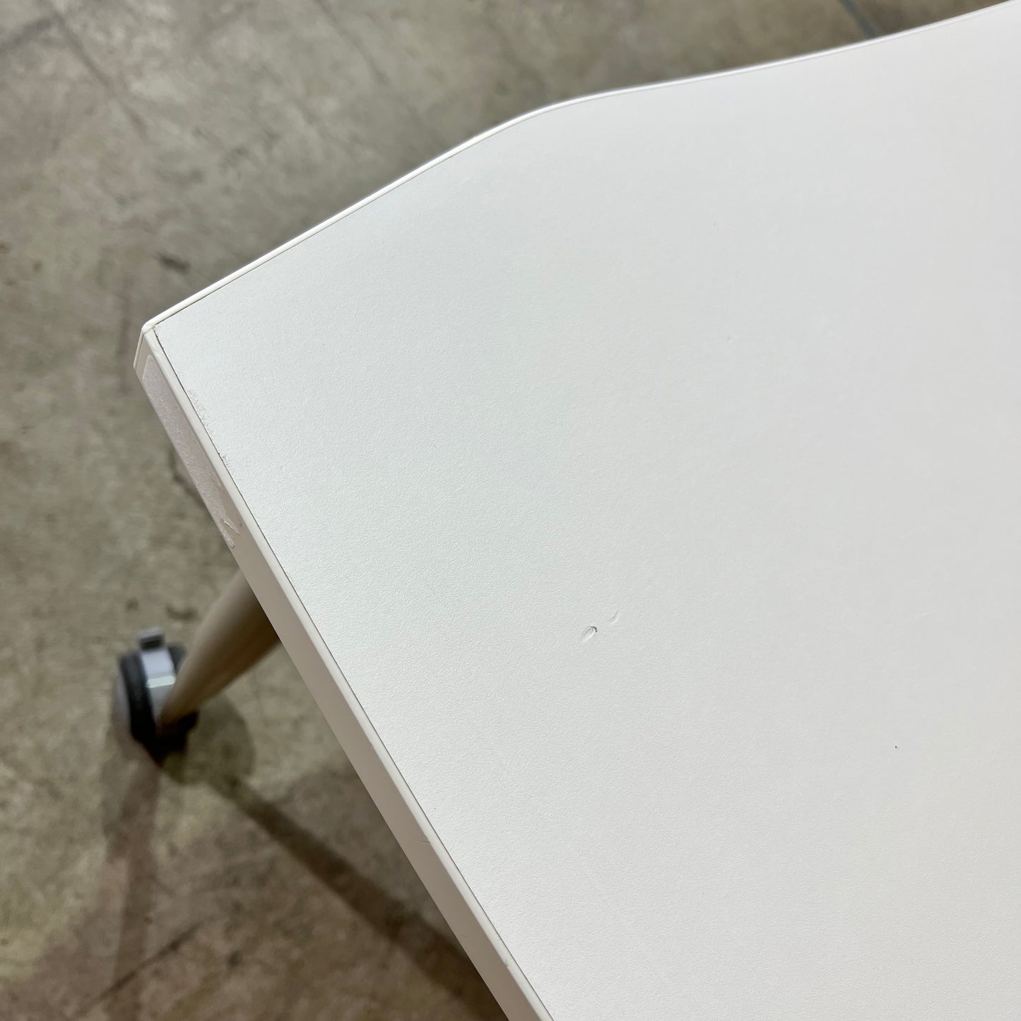 Whie Curved Desk on Castor Wheels
