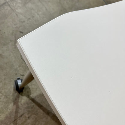 Whie Curved Desk on Castor Wheels