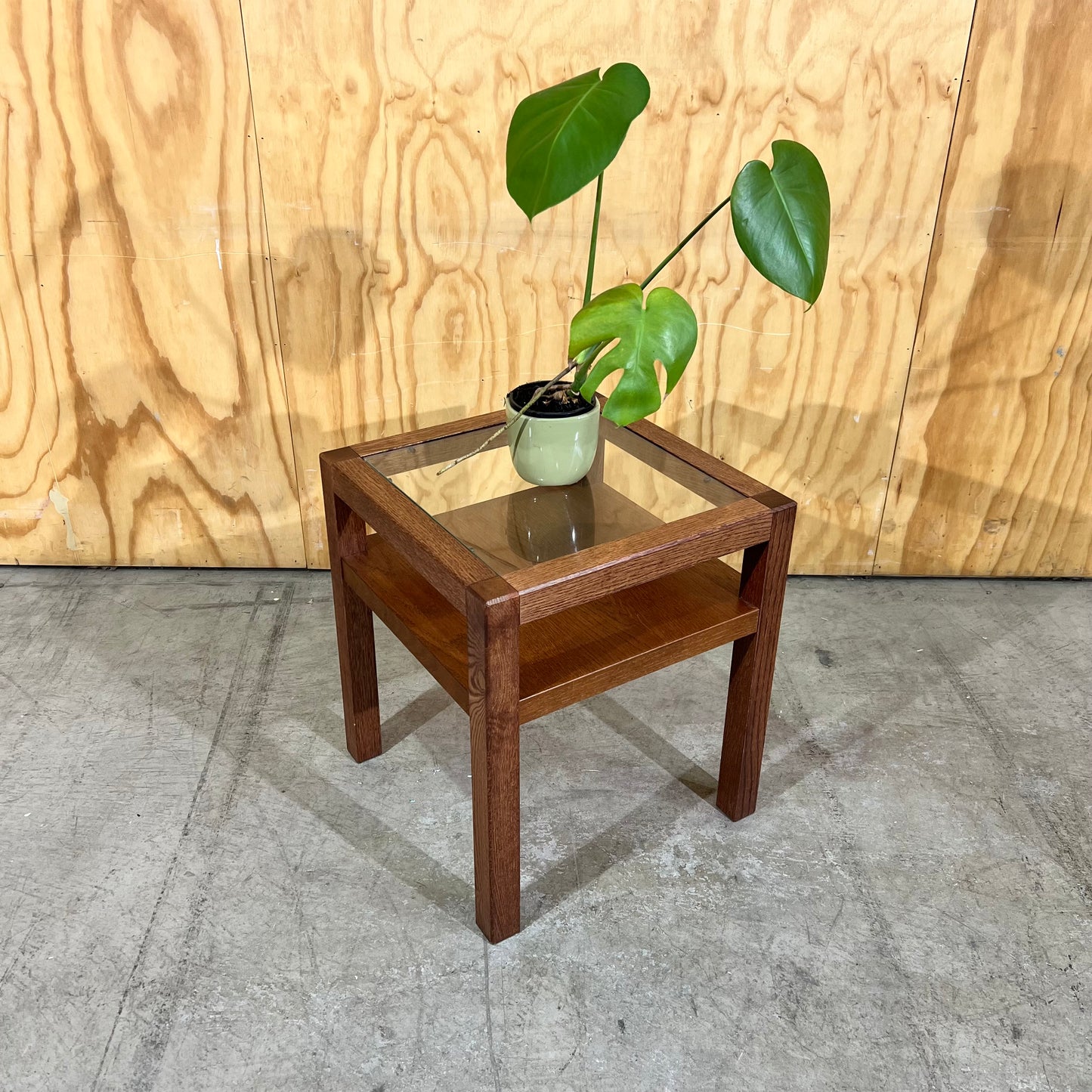 Mid-Century Modern Teak Glass Side Table