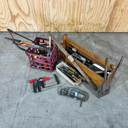 Vintage Carpenter's Hand Tool Collection & Timber Tote