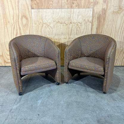 Upholstered Gold Deco Print Tub Chairs
