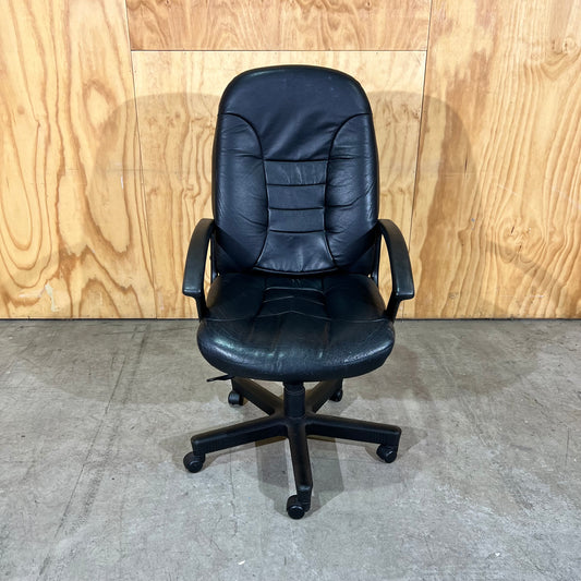 Tall Leather-Look Task Chair in Black