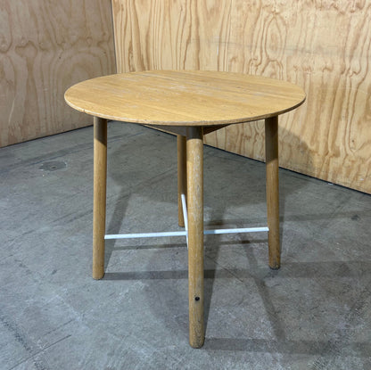 Round Timber Table with White Cross Base (Pine Finish)