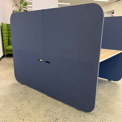 Zenith PRECINCT POD double sided in Blue with Wooden Laminate Desktop