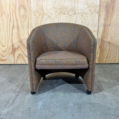 Upholstered Gold Deco Print Tub Chairs