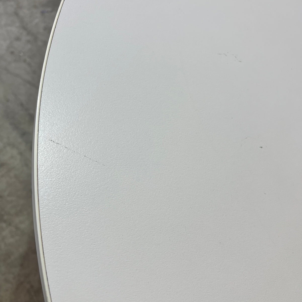 Round White Cafe Table with Chrome Base