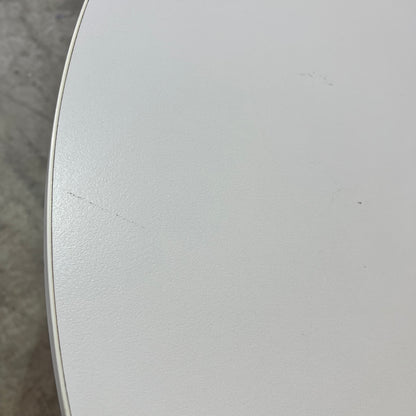 Round White Cafe Table with Chrome Base