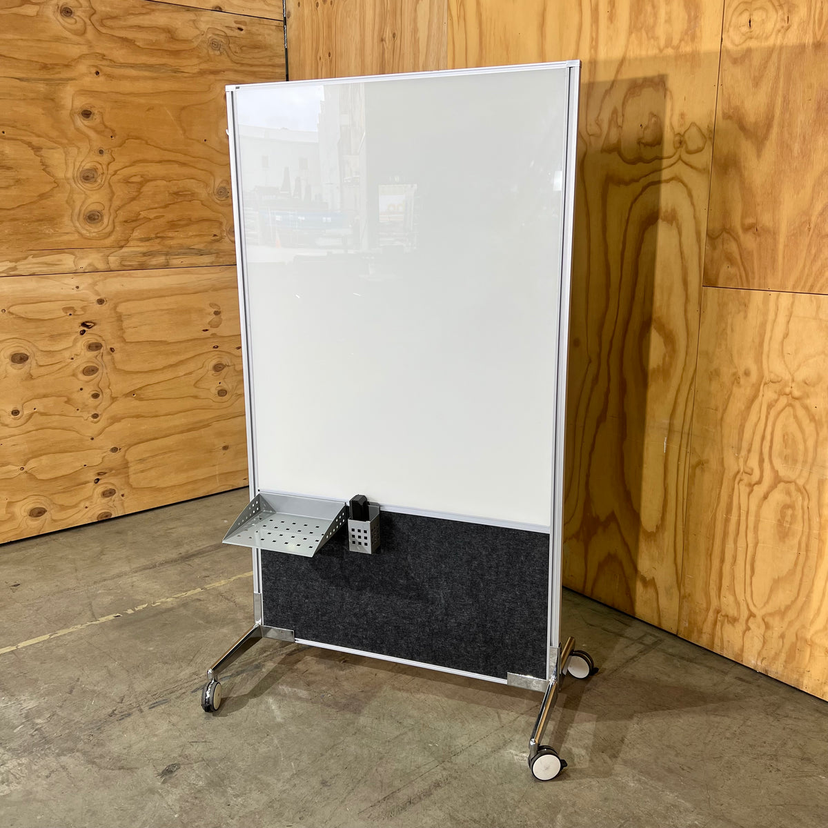 Freestanding Whiteboard and Felt Pin Board on Wheels