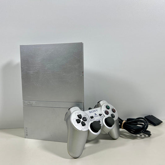 Sony PlayStation 2 Silver Slim with a Silver DualShock Controller 2 Only