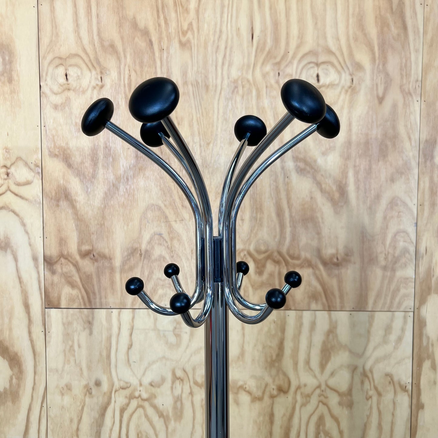 Alba Chromy Coat Rack in Chrome with Black Knobs