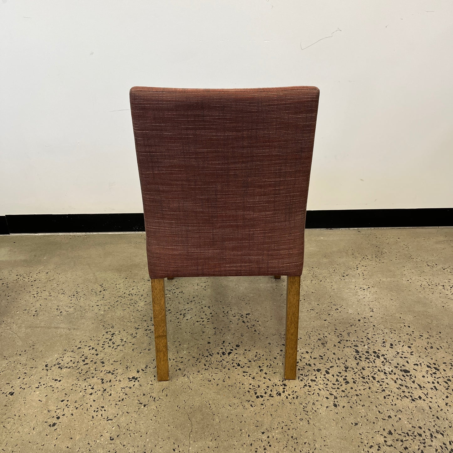 Red Upholstered Chair with Wooden Legs
