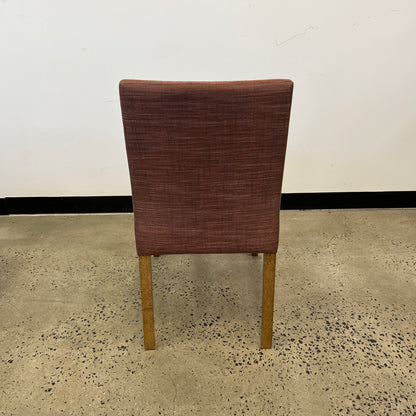 Red Upholstered Chair with Wooden Legs