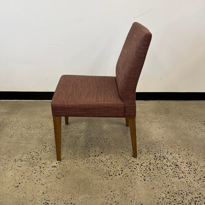 Red Upholstered Chair with Wooden Legs