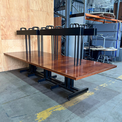 Custom Timber and Steel Boardroom Table with Integrated Overhead Lighting