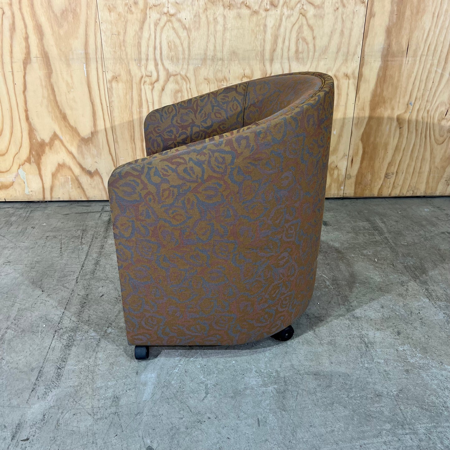 Upholstered Gold Deco Print Tub Chairs