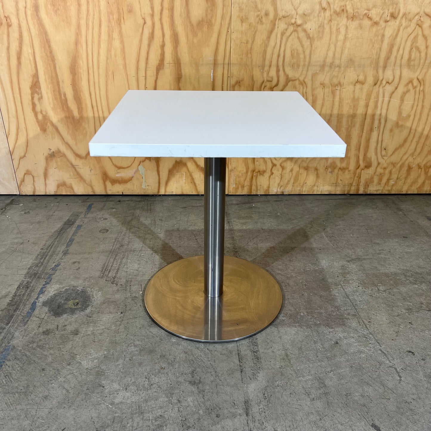 White Square Cafe Table on Chrome Base