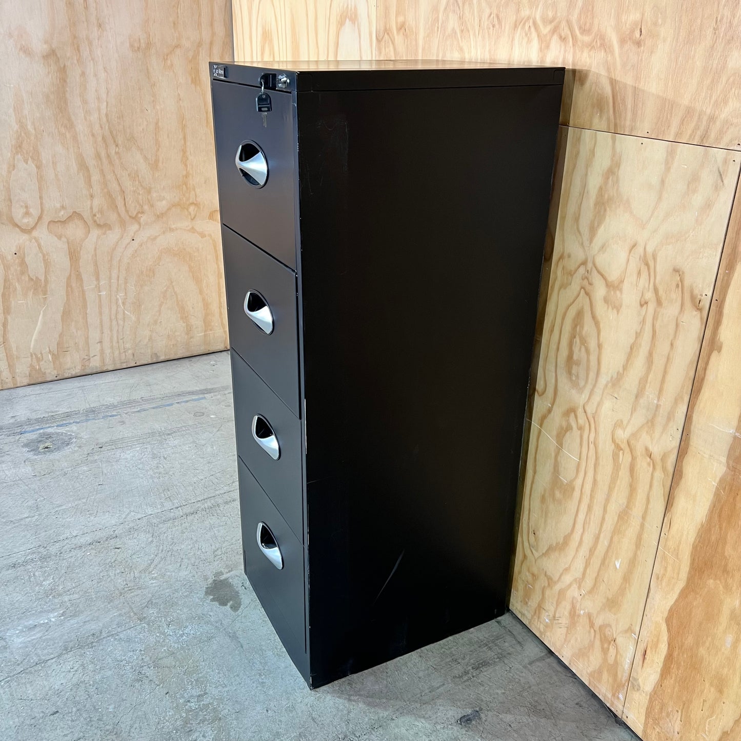 Excalibre Black 4-Drawer Vertical Filing Cabinet with keys