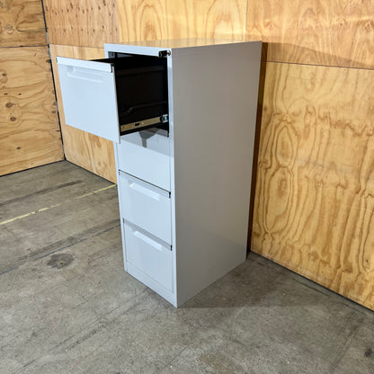 Grey Metal Four Drawer Filing Cabinet