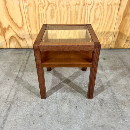 Mid-Century Modern Teak Glass Side Table