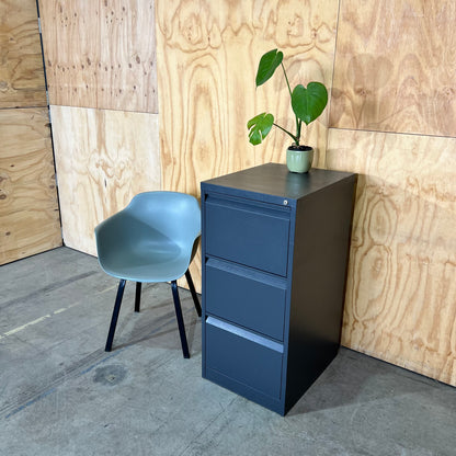 Dark Grey Metal 3 Drawer Filing Cabinet