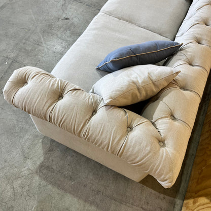 Natural Linen Chesterfield Style Couch/Sofa