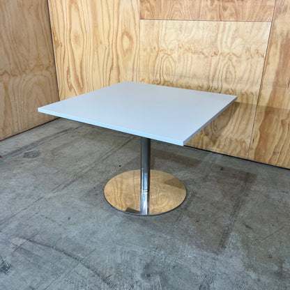 Light Grey Square Table on Chrome Base