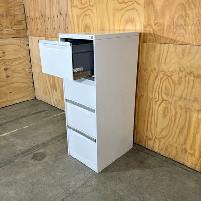 White Metal Four Drawer Filing Cabinet