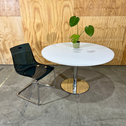 Classic White Round Table on Chrome Base
