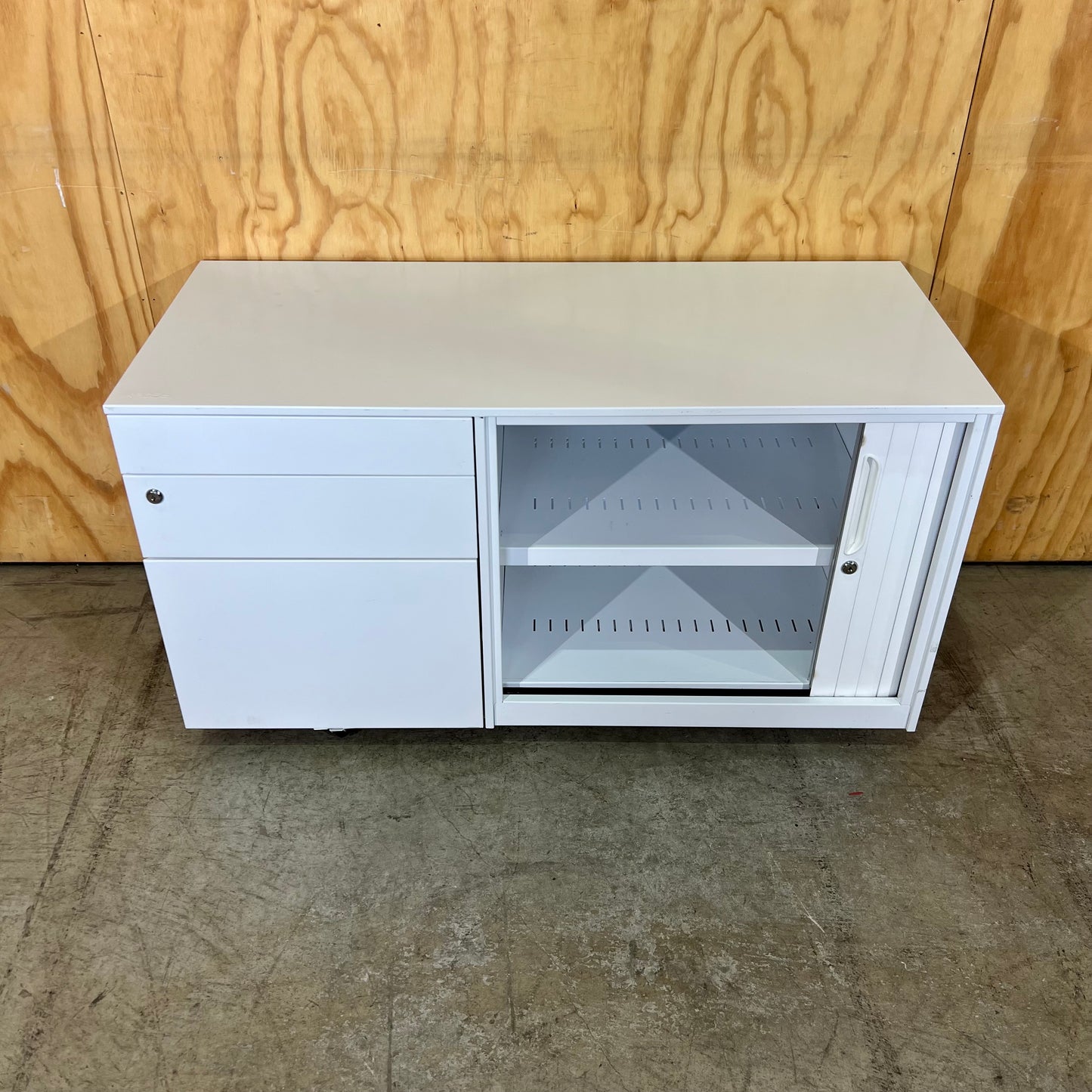 Krost White Drawer Caddy with Tambour Door - No keys