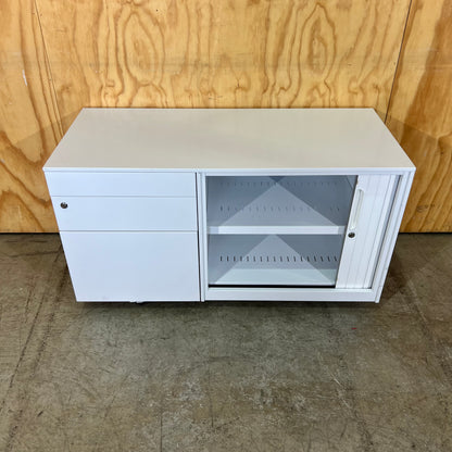 Krost White Drawer Caddy with Tambour Door - No keys