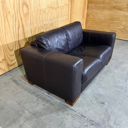 Leather 2 Seater Sofa in Black and Dark Brown