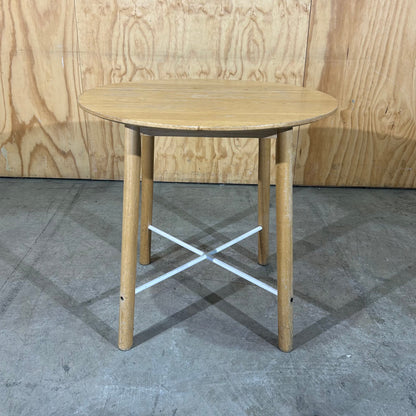 Round Timber Table with White Cross Base (Pine Finish)