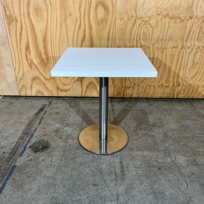 White Square Cafe Table with Chrome Base