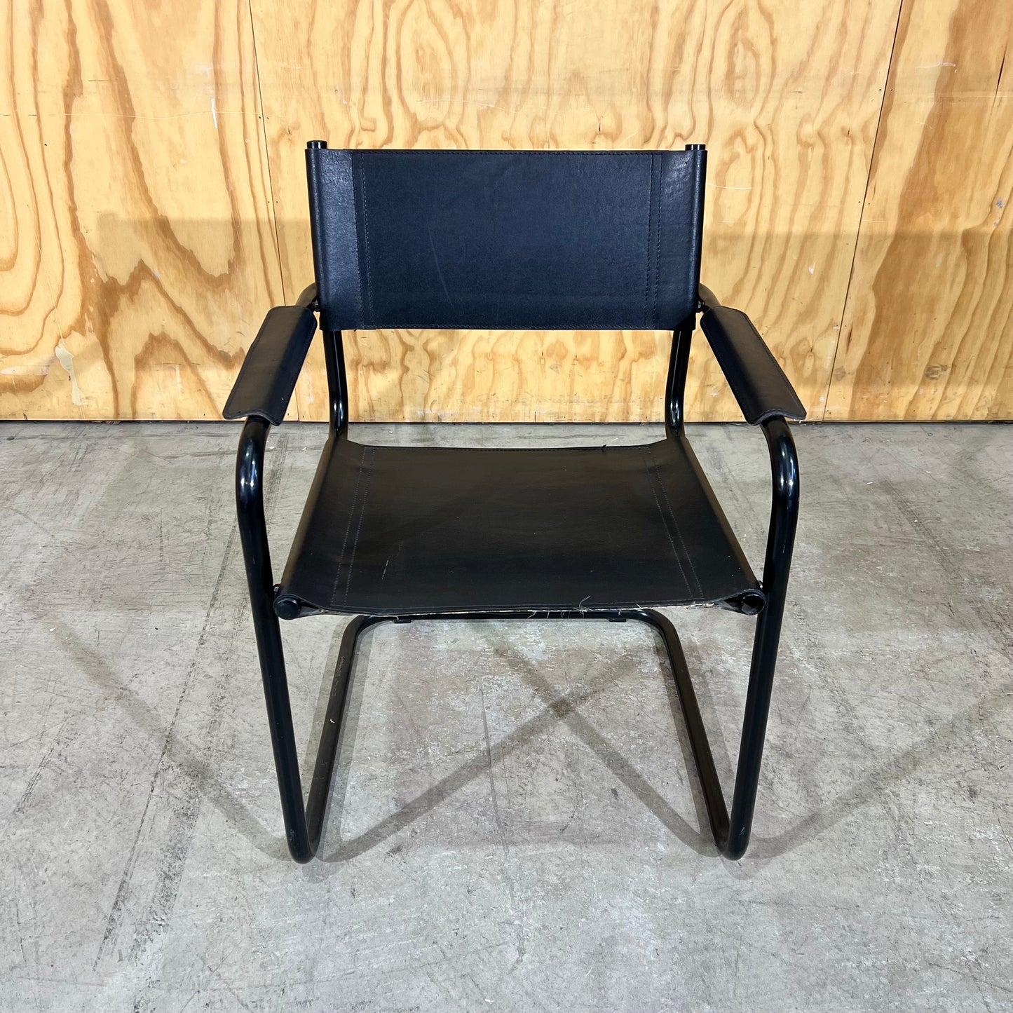 Black Director-Style Saddle Leather Chair
