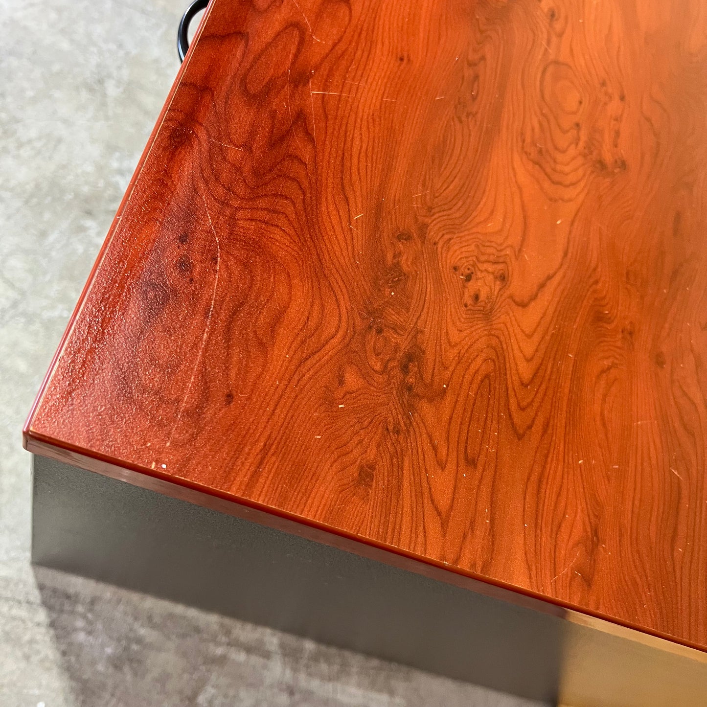 Desk with integrated Pedestal in Cherry Wood Laminate