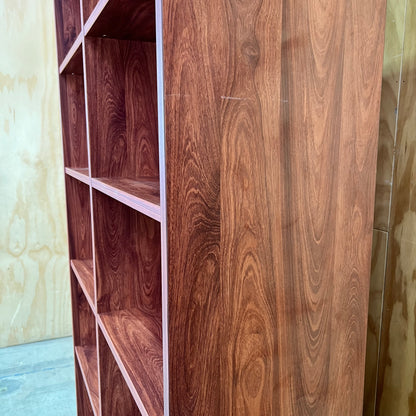 Large Dark Timber Veneer Double Bookshelf