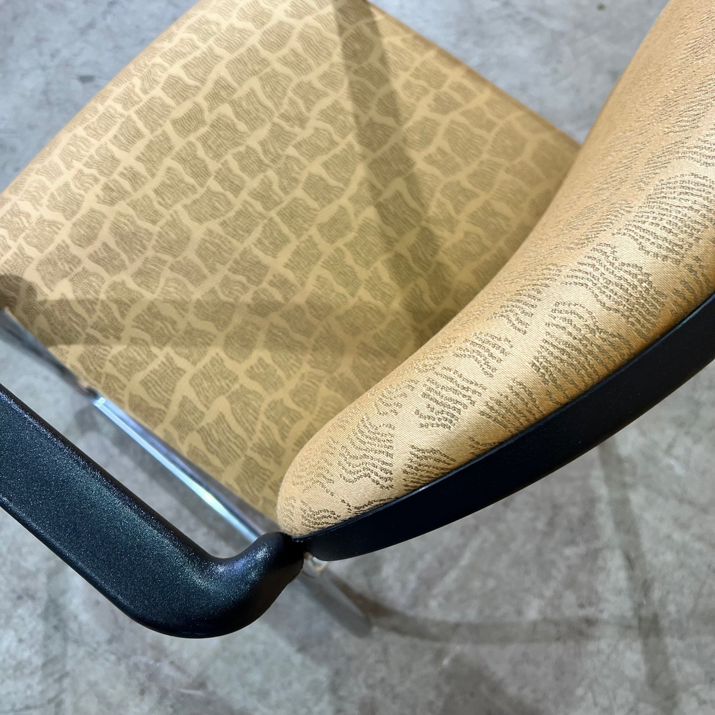 Gold Upholstered Sled Chair with Arms