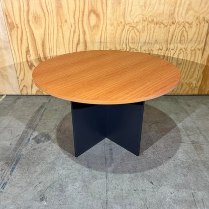 Round Timber Laminate Table with Slate Base