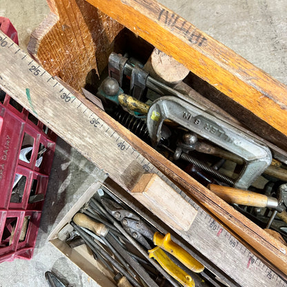 Vintage Carpenter's Hand Tool Collection & Timber Tote