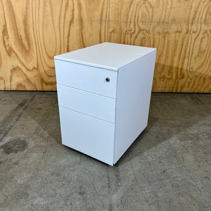 3-Drawer Pedestal in White