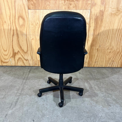 Tall Leather-Look Task Chair in Black