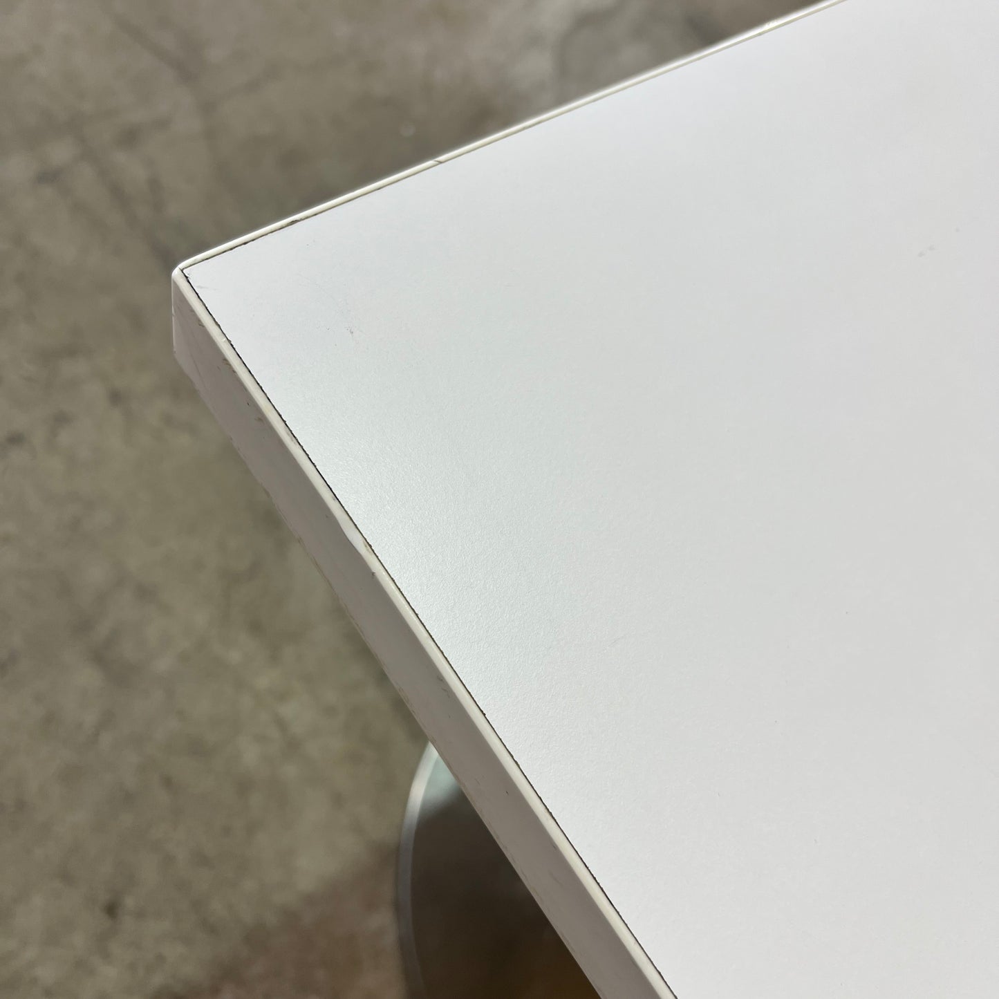 White Square Cafe Table on Chrome Base