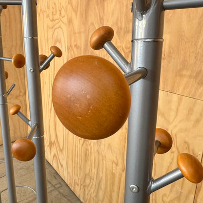 Grey Metal Coat Rack with Timber Knobs