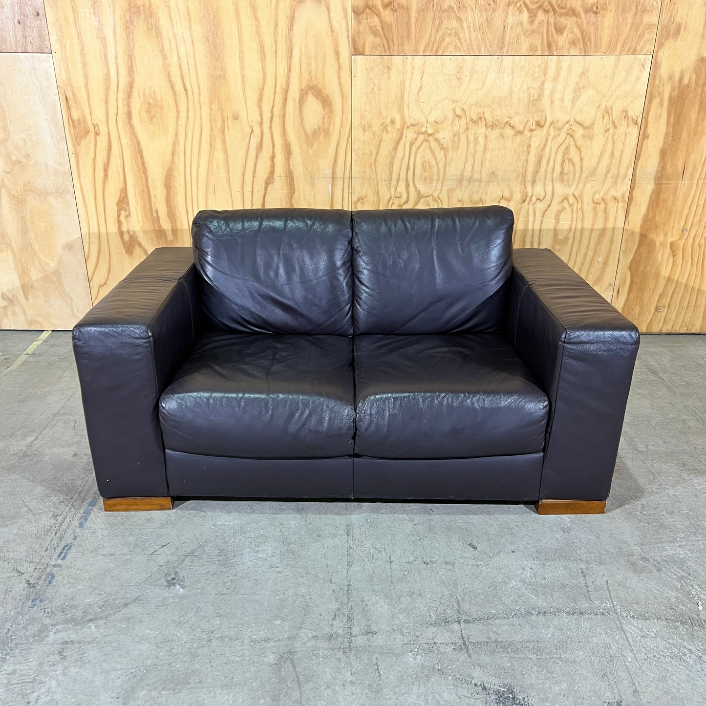 Leather 2 Seater Sofa in Black and Dark Brown