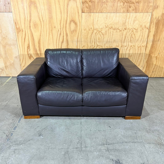 Faux Leather 2 Seater Sofa in Black and Dark Brown