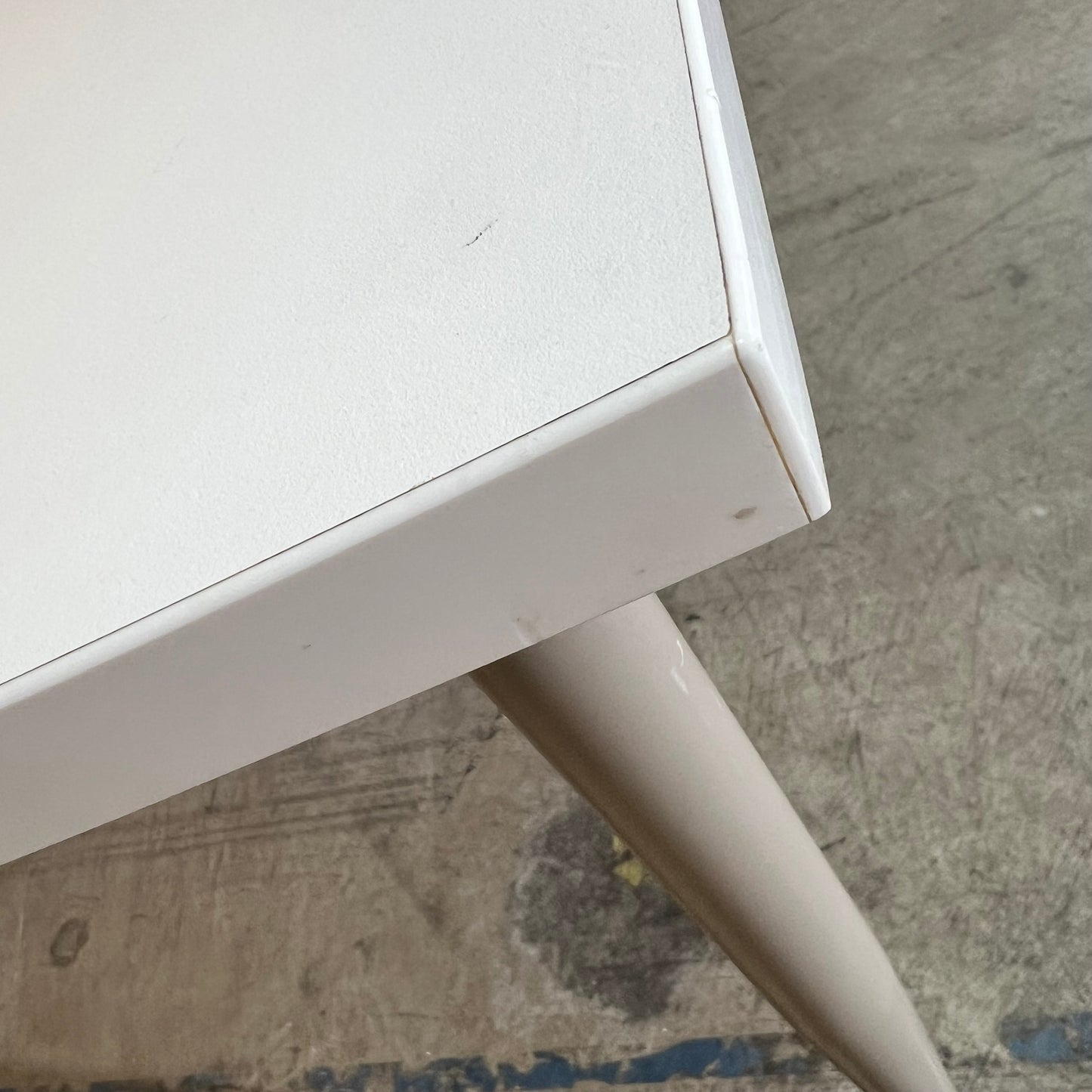 Whie Curved Desk on Castor Wheels